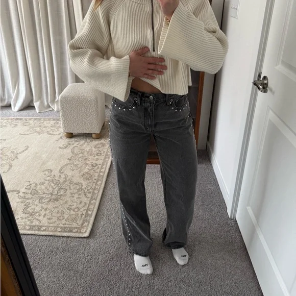 Abercrombie Loose HR Gray Women's Jeans - Picture 1 of 3